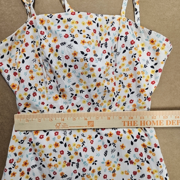 0002 Tommy Hilfiger TH Floral Spaghetti Strap Tie Back Sundress White Size 2 - Picture 12 of 14
